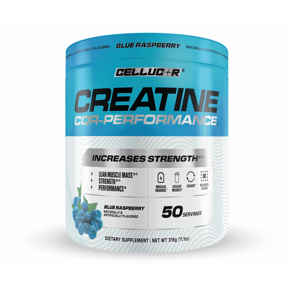 Cellucor Cor-Performance Creatine Powder, Blue Raspberry Flavor, 50 Servings
