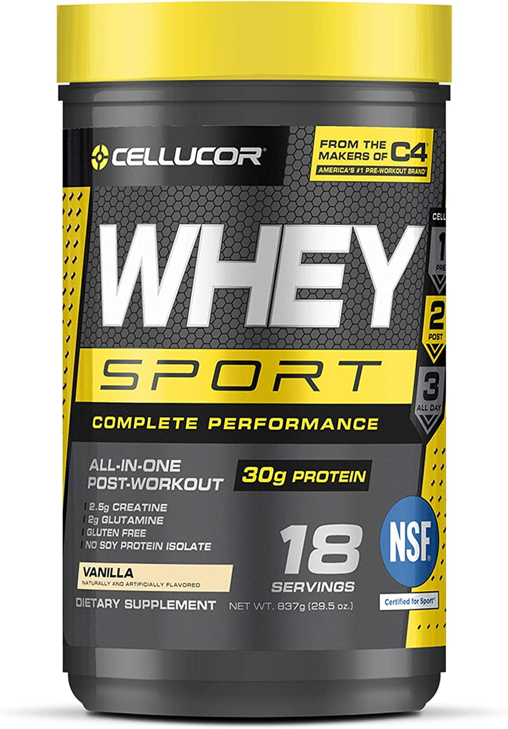 Cellucor Whey Sport Protein Powder Vanilla Post Workout Recovery
