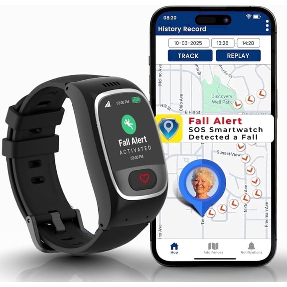 Seculife Smartband: Medical Alert Bracelet with GPS Tracker, Fall Detection, SOS Button, Medical watch, Emergency Device for Seniors, Life Alert System, Elderly Health Monitoring