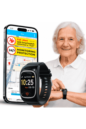 Smartwatch Medical Alert Bracelet - GPS, Fall Detection and SOS, Life Alert Systems for Seniors