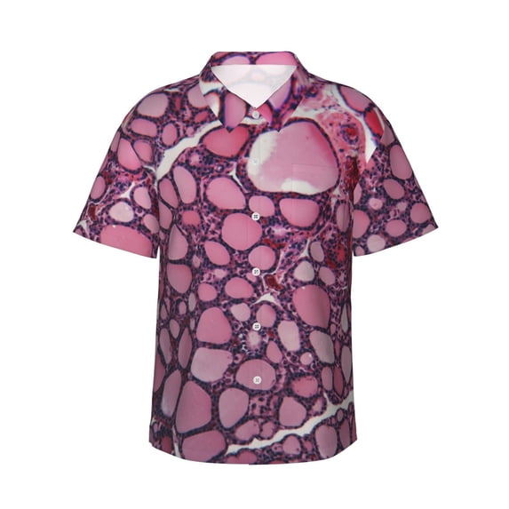 Cellular Hawaiian Shirts For Men, Summer Short-Sleeve Relaxed-Fit Button-Down Shirts Large
