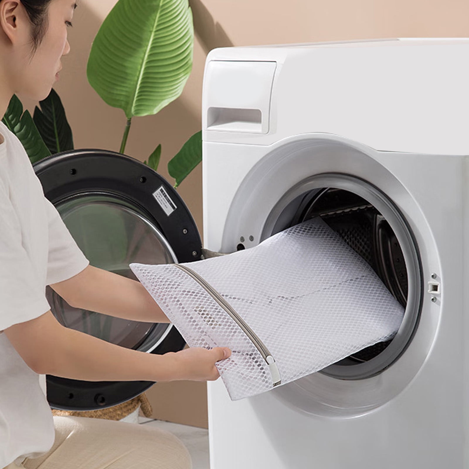 Cellular Network Mesh Laundry Bags For Delicates With Non Rust Zipper White Laundry Bags Mesh