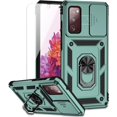 thumbnail image 1 of Cellular Phone Case for Samsung Galaxy S20 FE 5G, -Grade Drop Tested, HD Screen Protector,  Ring Holder Kickstand, Dark Green, 1 of 17