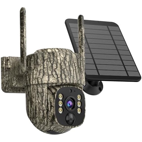 Cellular Trail Camera- 4G LTE with Unlimited Data with SIM Card, 360 View 2.5K Live Streaming Solar Panel Night Vision Motion Detection Two-Way Audio Game Camera for Hunting & Outdoor Security