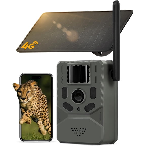 Cellular Trail Camera 4G Unlimited Data Plan Built-in SIM Card  Live Feed  Camera 0.2s Trigger Solar  Trail Camera with Night Vision Motion Activated  IP66