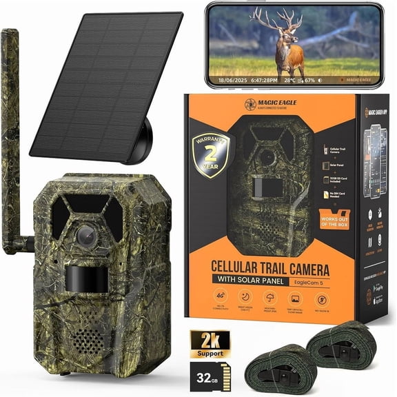 Cellular Trail Cameras - Best Hunting Camera, No WiFi Needed, GPS, Night Vision, Dual-Sim LTE, IP65 Water-Resistant Game Camera, 28MP Photos, 720p Videos + Sound