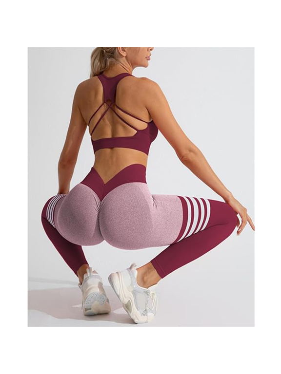 Cellulite 3D Leggings for Women Fitness Sport Pants No Curling Lift Pants Push Up Yoga Pants Booty Butt Lifting Leggings High Waisted Leggings Workout Yoga Pants Resistance Band Leggings Wine M