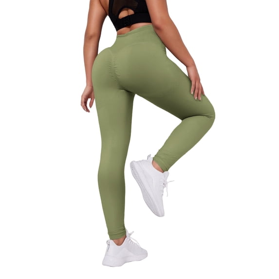 Cellulite 3D Leggings for Women Resistance Band Leggings Butt Lift Booty Workout Tights High Waisted Leggings Sculpting Yoga Fitness Pants Scrunch Butt Lifting Leggings Breathable Green L