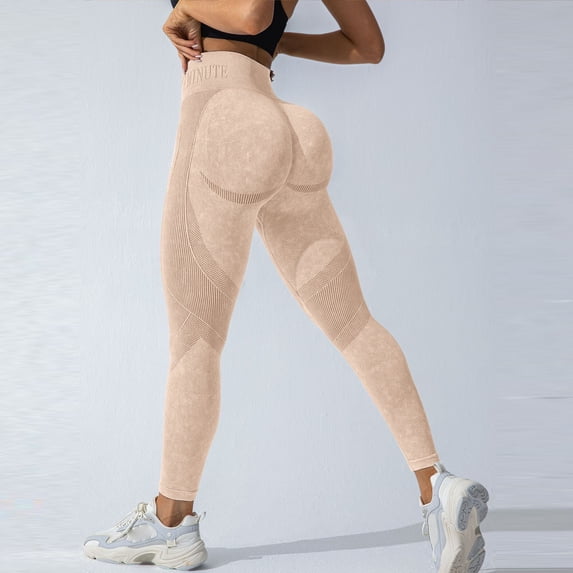 Cellulite Compression 3D Leggings Scrunch Butt Lifting Leggings Tummy Shaping Pants Butt Lift Booty Workout Tights Smile Contour Activewear Tights Breathable Scrunch Butt Compression Legging Beige L