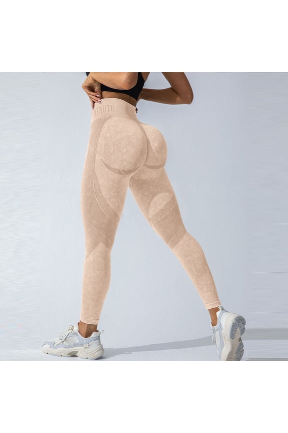 Cellulite Compression 3D Leggings Scrunch Butt Lifting Leggings Tummy Shaping Pants Butt Lift Booty Workout Tights Smile Contour Activewear Tights Breathable Scrunch Butt Compression Legging Beige L