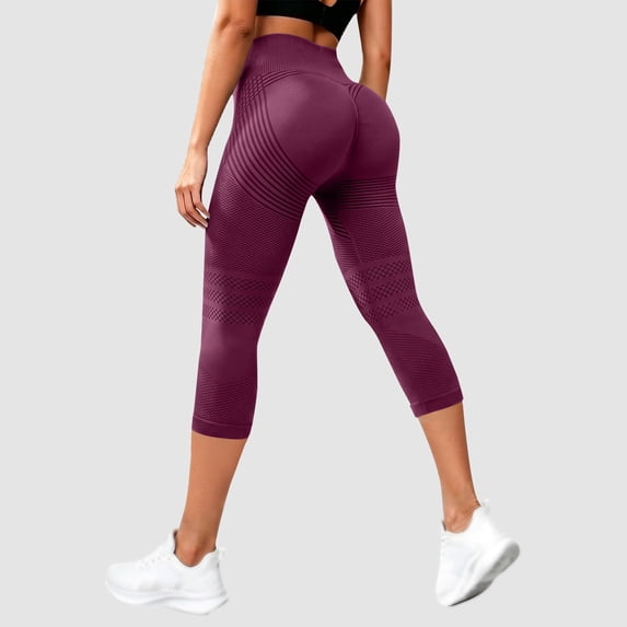 Cellulite Leggings JIANLAI High Stretch Tummy Control Butt Lifting Workout Capri Pants, Textured Knit Breathable Non‑See‑Through Yoga Capri Leggings