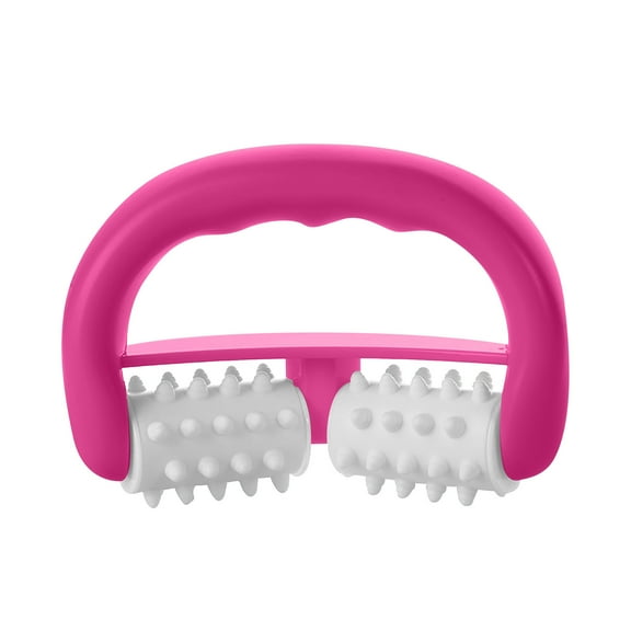 Cellulite Massage, Manual Roller Massage with Two-Wheel Massage Handle,Relax Muscles to Relieve Stress,Increases Blood Circulation,Apply to Arm/Shoulder/Leg/Back/Buttocks/Abdomen(Pink)