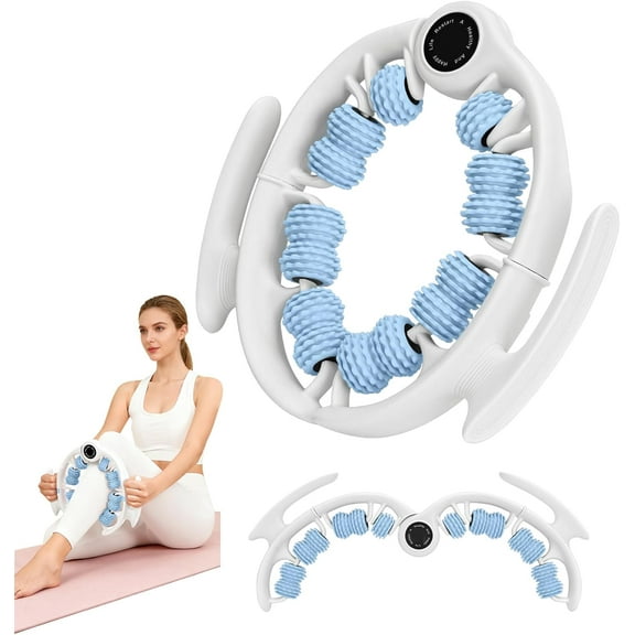Cellulite Massage Roller with Detachable Roller Handles for Back, Legs, Neck, Shoulder, Body Muscle Relaxation and Circulation, Firm Pressure Massager Tool for Muscle Relief (Ice Crystal Blue)