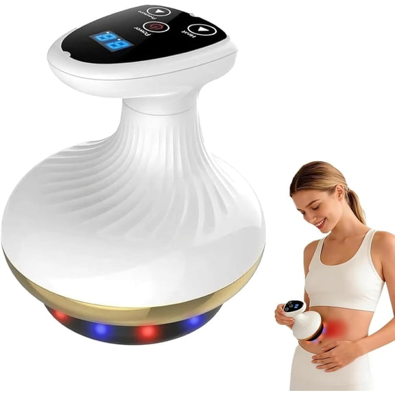 Cellulite Massager, 2-in-1 LED Light Therapy and Vibration, 9 Suction Levels with Heating, Rechargeable Handheld for Legs Arms Belly