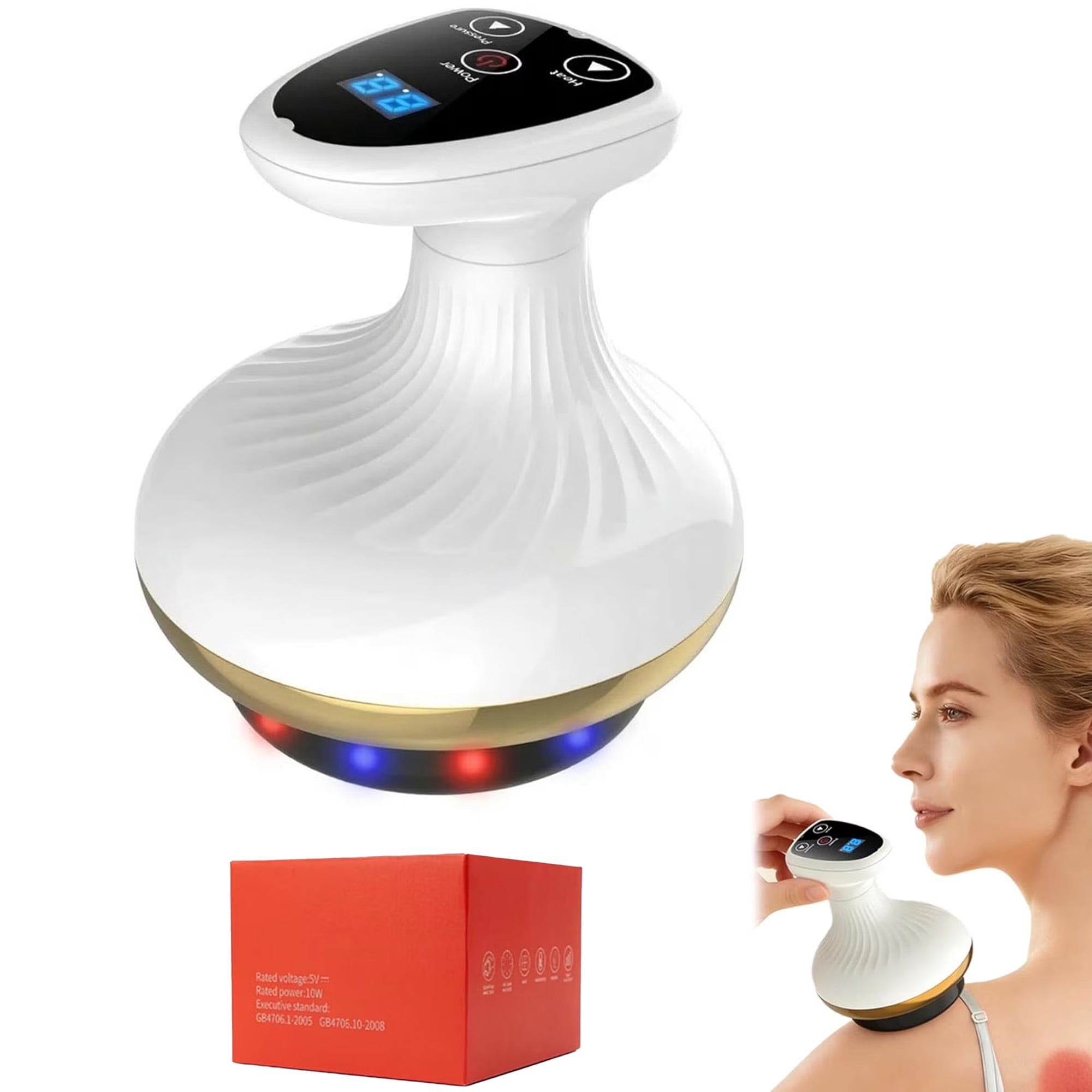 Cellulite Massager, 4-in-1 Anti-Cellulice Suction Cupper with Red Light, 9 Levels Rechargeable Massager for Firmer Toned Skin on Legs Abdomen Arms