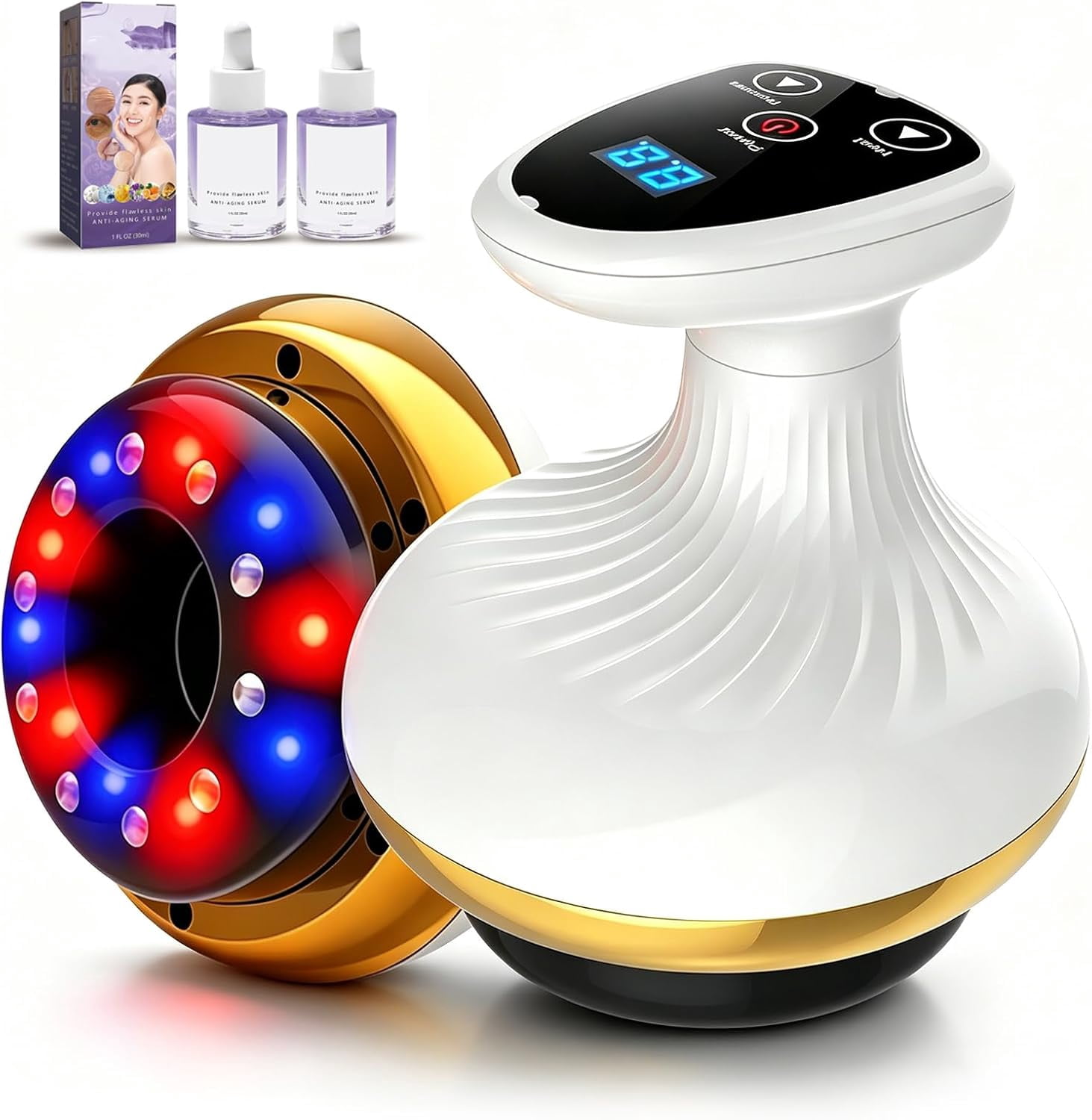 Cellulite Massager with Suction & Red Light, 9 Levels, Gold