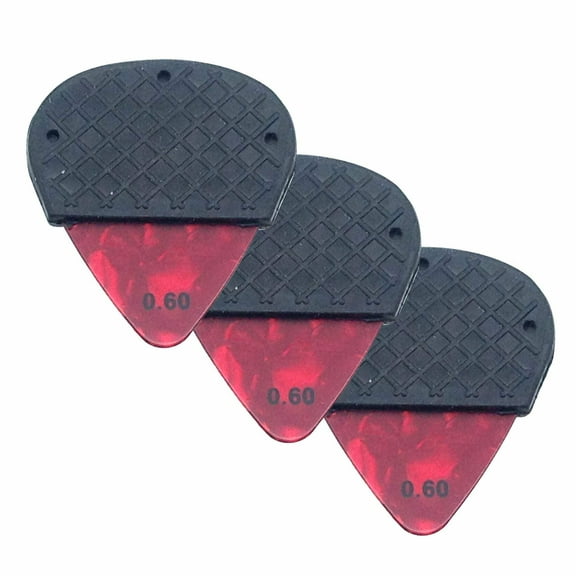 Celluloid Guitar Pick with Removable Dynamic Knurl Rubber Grip Size: 0.60 (3 pack)