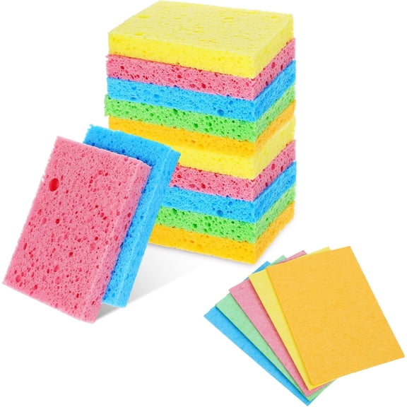 Cellulose Cleaning Sponges Colorful Compressed Absorption Non-Scratch Scrub Sponge for Washing Dishes Sink Cars Bathroom Household