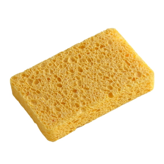 Cellulose Kitchen Scrub Sponge, Non Scratch Sponges for Dishes - Heavy Duty Scouring Pad for Tough Messes Without Scratching Cookware, Cleaning Brush (Yellow)