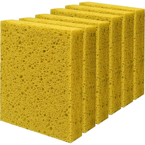 Cellulose Sponges, Large Size 4" x 6" x 1" - Heavy Duty Scrub Kitchen Sponge, Clean Tough Messes Without Scratching Kitchen Cleaning Pads, Pop Up Eco DIY (6 Pack), Pink