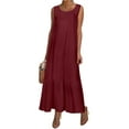 thumbnail image 1 of Celmia Women Casual Sleeveless Round Neck Ruffled Hem A Line Dress, 1 of 4