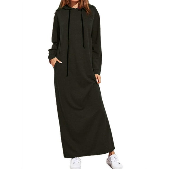 Celmia Women's Loose Long Sleeve Hooded Dresses Drawstring Sweatshirts