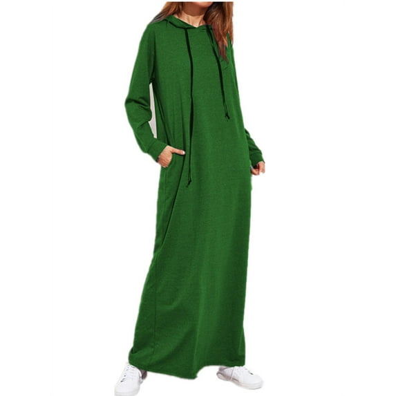 Celmia Women's Loose Long Sleeve Hooded Dresses Drawstring Sweatshirts