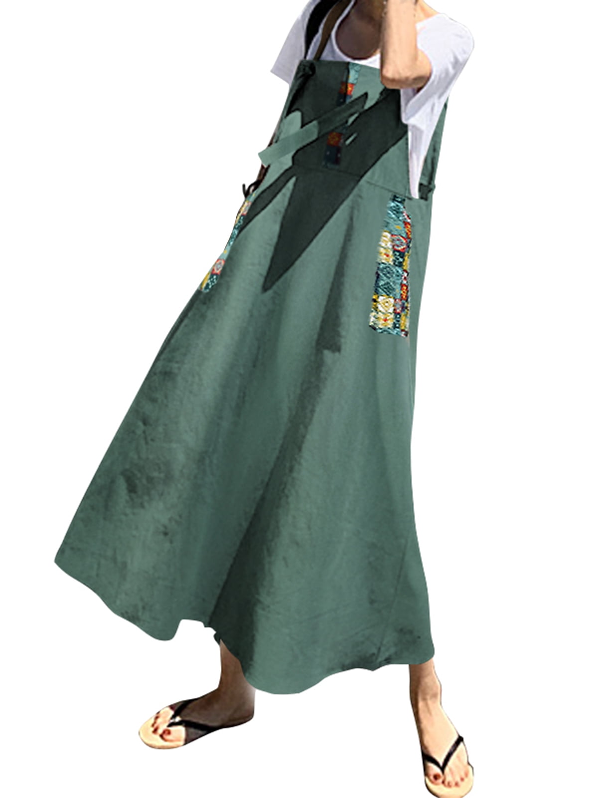 Celmia Womens Sleeveless Dungaree Suspender Straps Pinafore Dress Long Maxi  Dress 