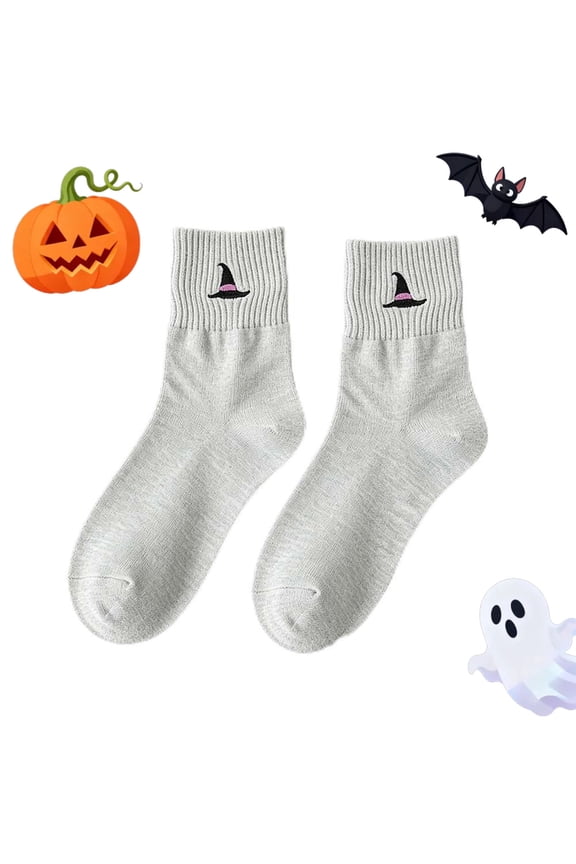 Celoplix Halloween Crew Socks Novelty Skull Ghost Pumpkin Spooky Gift Women Men | Five Vintage Knit Colorways Carry Tiny Spooky Motifs From Pumpkin Patch To Party