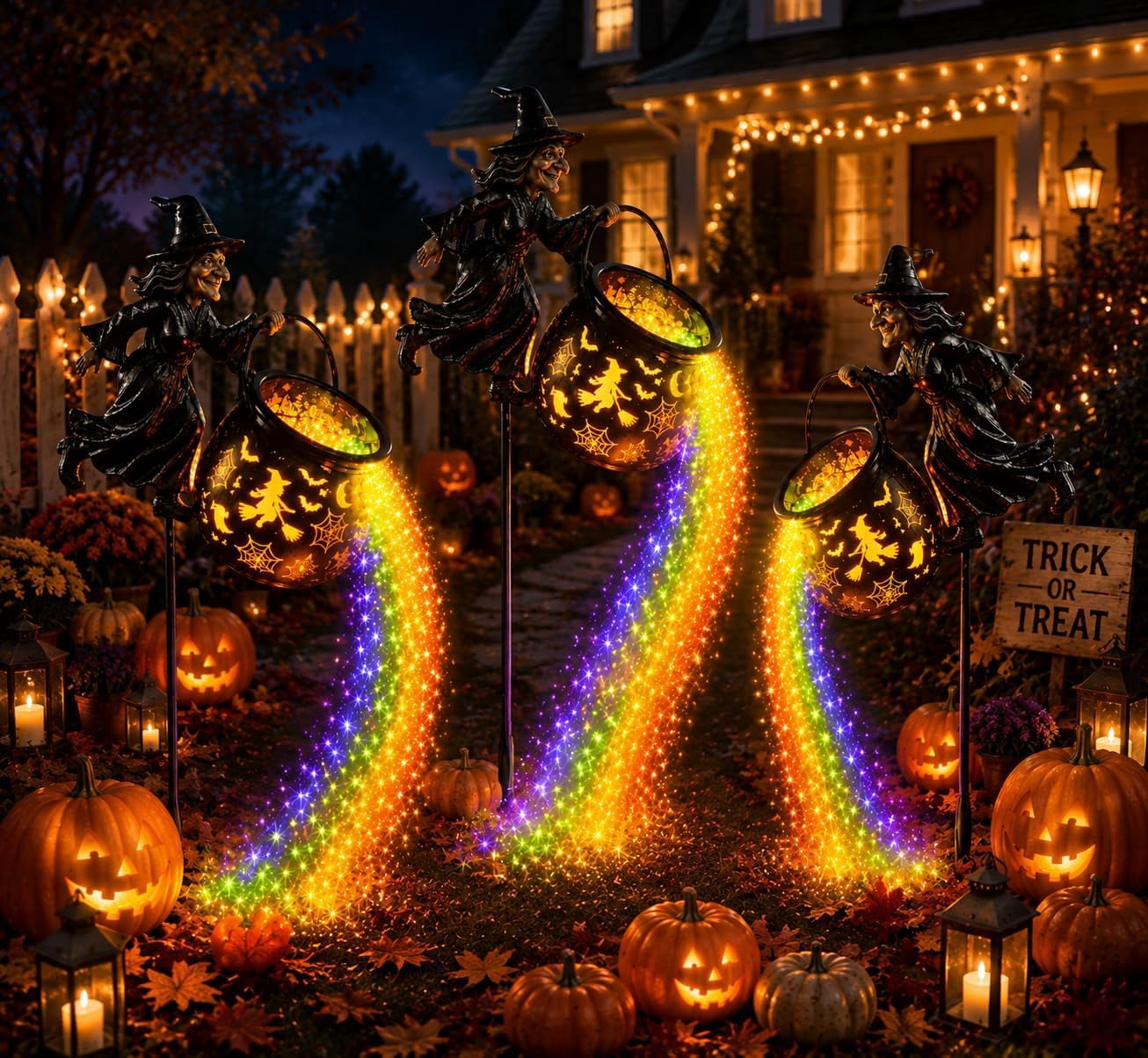 Celoplix Halloween Witch Cauldron Garden Light, 33.5 * 10.7 in