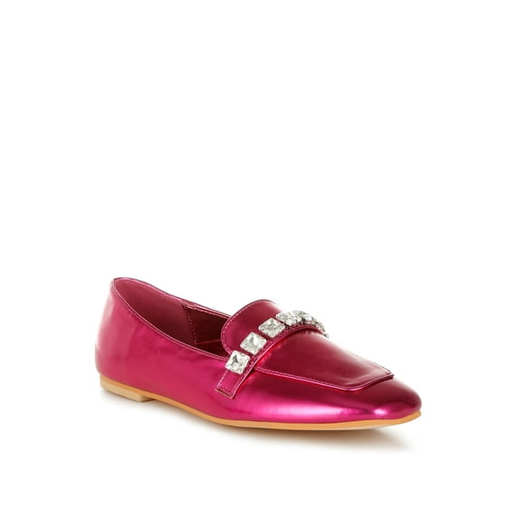 Celosia Metallic Diamante Strap Loafers