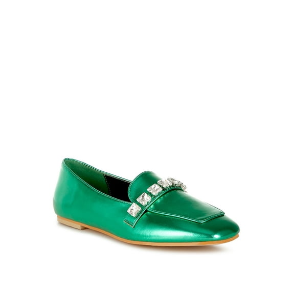 Celosia Metallic Diamante Strap Loafers