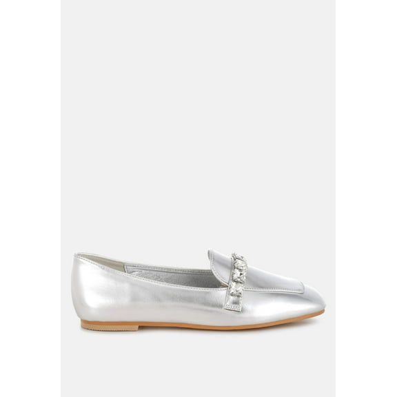 Celosia Metallic Diamante Strap Loafers