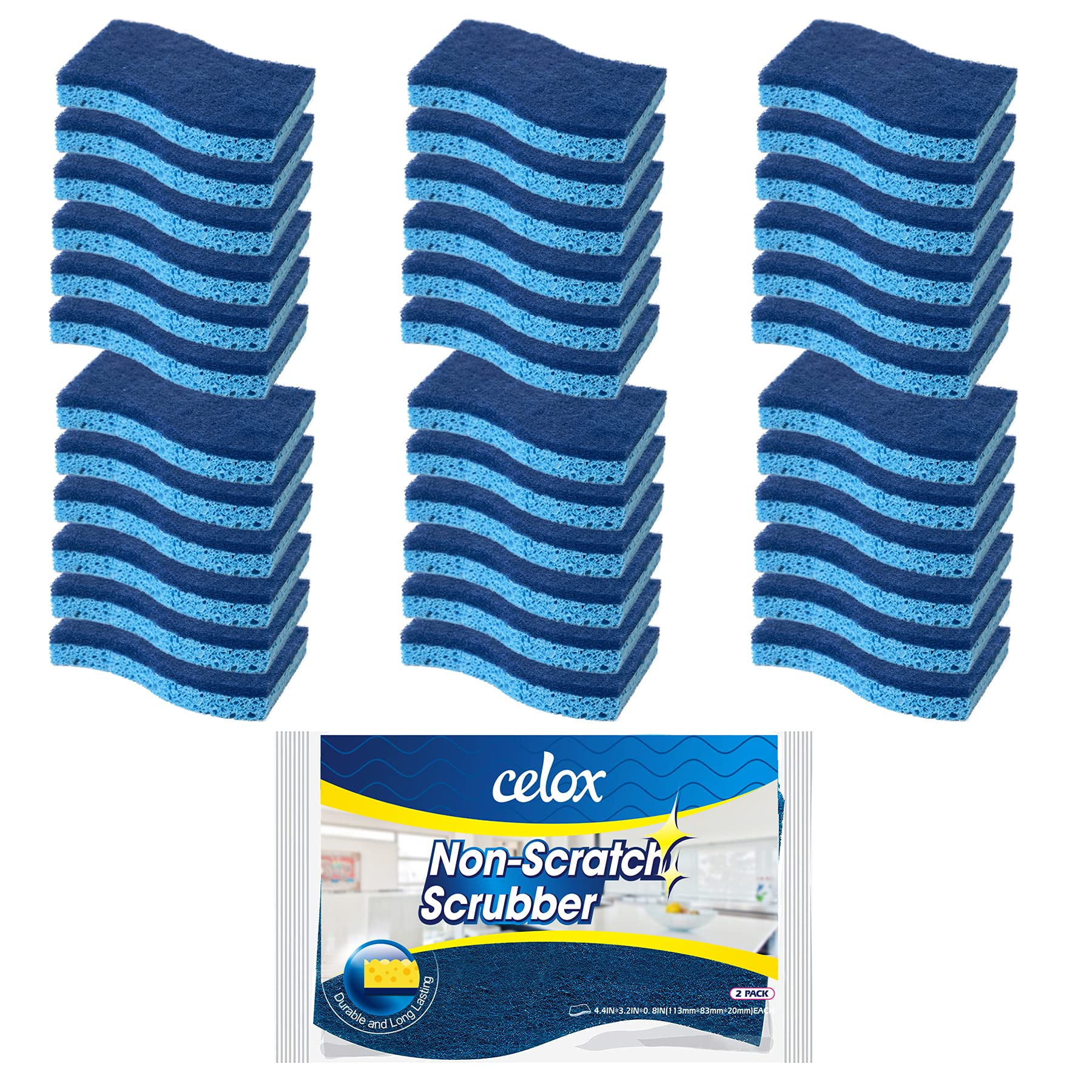 Celox 36 Pack NonScratch Dish Sponge, Dual Sided Kitchen Sponges For