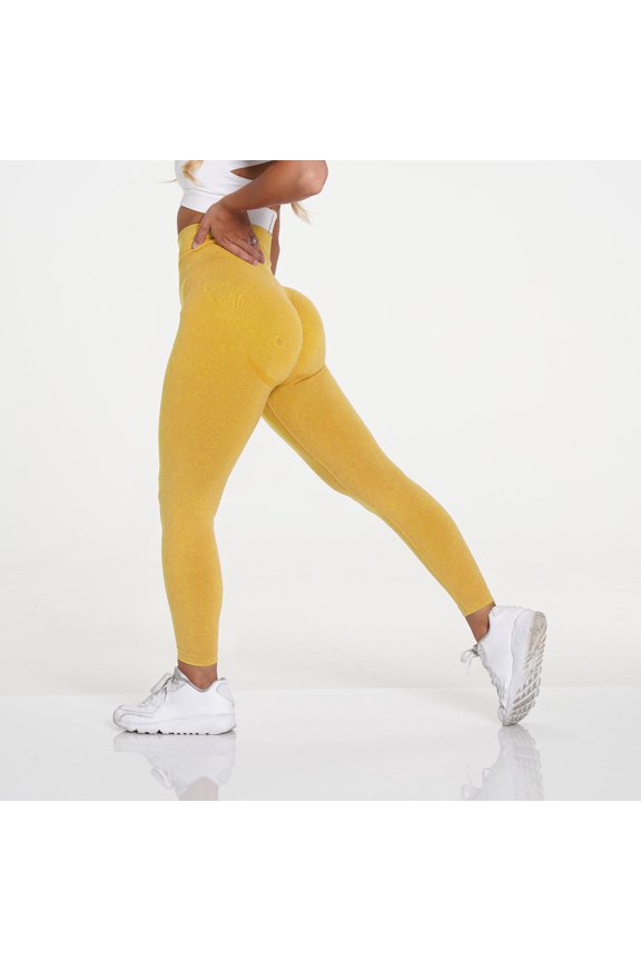 Celsior Cellulite Leggings Butt Lift Booty Workout Tights 3D Anti Cellulite Leggings for Women Scrunch Butt Lifting Leggings Tummy Control Compression Pants High Waisted Leggings Yellow M