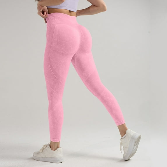 Celsior Cellulite Leggings Full Length Buttery Soft Yoga Pants Anti Cellulite Leggings Scrunch Butt Compression Legging High Waisted Leggings Lightweight Slim Fit Pants Workout Yoga Pants Pink L
