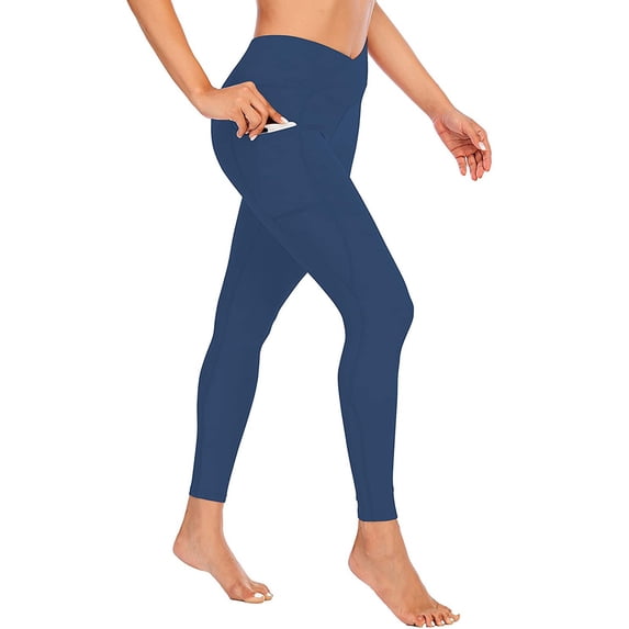 Celsior Compression Leggings with Pockets Breathable Booty Butt Lifting Leggings Tummy Control Compression Pants Resistance Band 3D Anti Cellulite Leggings for Women Lightweight Slim Fit Pants Blue L