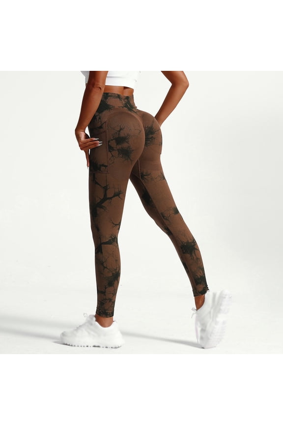 Celsior Compression Leggings with Pockets Smile Contour Activewear Tights Pants for Workout Running Athletic Tummy Control Compression Booty Butt Lifting Leggings Anti Cellulite Leggings Coffee S