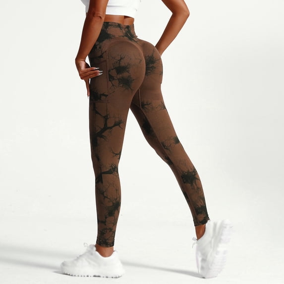 Celsior Compression Leggings with Pockets Smile Contour Activewear Tights Pants for Workout Running Athletic Tummy Control Compression Booty Butt Lifting Leggings Anti Cellulite Leggings Coffee S