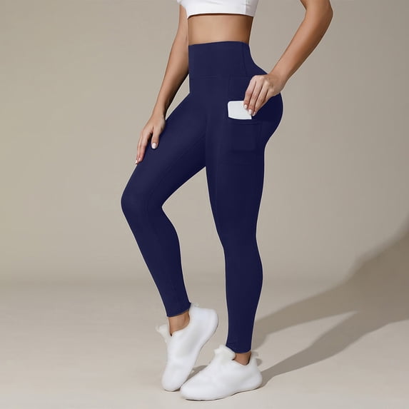 Celsior Compression Leggings with Pockets Smile Contour Activewear Tights Slim Move Cellulite Leggings High Waisted Redefine Your Silhouette Workout Yoga Pants Fitness Sport Pants Navy XL