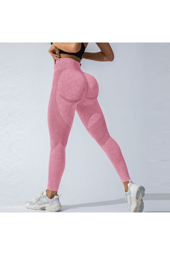 Celsior Compression Leggings for Women Full Length Buttery Soft Yoga Pants High Waisted No Front Seam Leggings Scrunch Butt Lifting Leggings No Curling Lift Pants Booty Butt Lifting Leggings Pink M