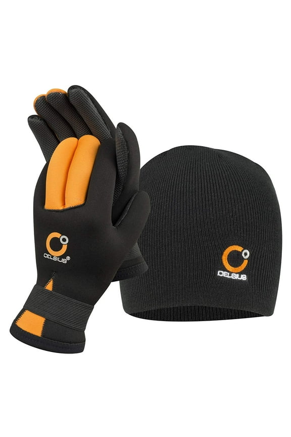 Neoprene Gloves and Hat Set for Adults, Unisex, Size Large