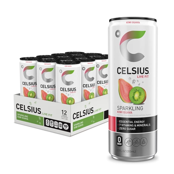 Celsius Sparkling Kiwi Guava, Sugar Free Energy Drink, 12 Fl Oz (Pack Of 12)