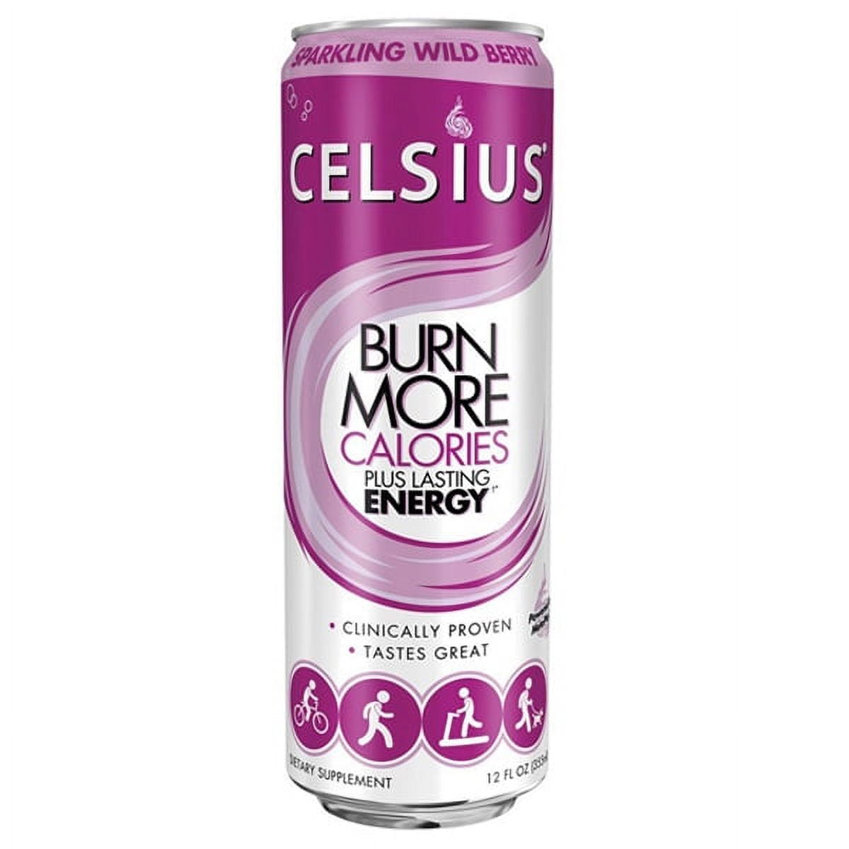 Celsius Sparkling Wild Berry 12 oz Cans Pack of 4