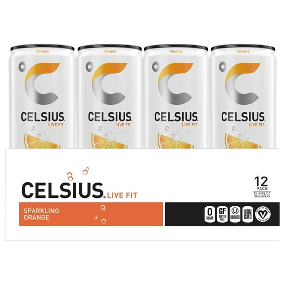 Celsius Sparkling Zero Sugar Energy Drinks 12 pk Cans - Orange - 12 oz