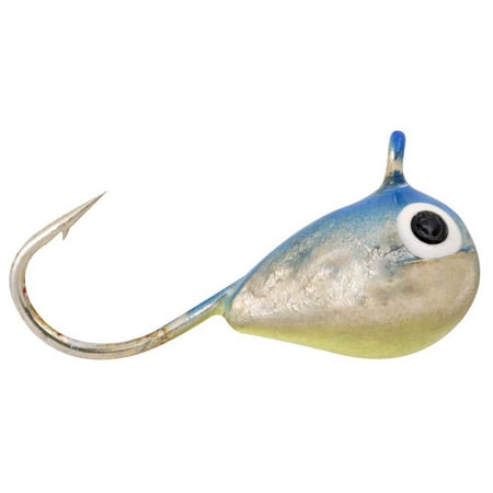 Celsius Tungsten Stunner Jig Ice Fishing Hook, Glow Silver/Blue, 1/26 oz.