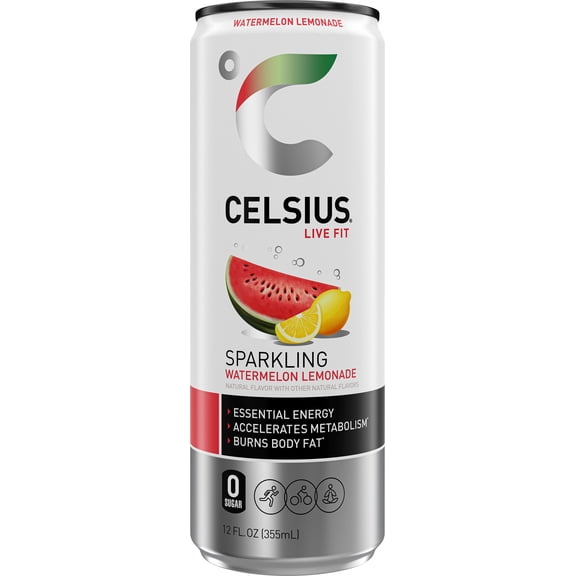 Celsius Zero Sugar Sparkling Energy Drink - Watermelon Lemonade - 12 oz- Pack of 2