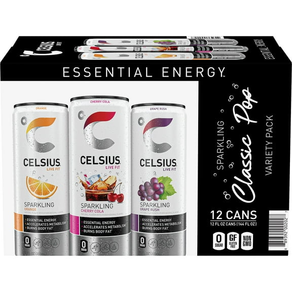 Celsius Zero Sugar Sparkling Energy Drinks 12 pk - Classic Pop Variety - 12 oz