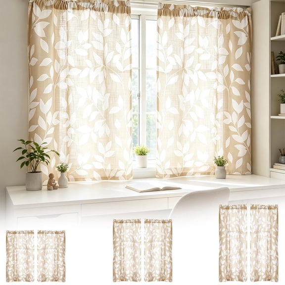Celsvanis 2pcs Cafe Half Window Curtains, Washabl Waterproof Short Window Tier Drapes, Stylish Decor Window Treatment For Rustic Home Kitchen Window Decoration 39"x27.5"
