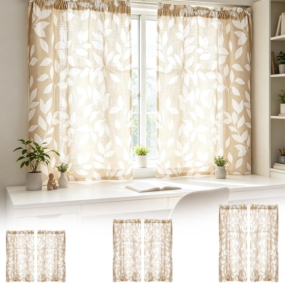 Celsvanis 2pcs Cafe Half Window Curtains, Washabl Waterproof Short Window Tier Drapes, Stylish Decor Window Treatment For Rustic Home Kitchen Window Decoration 39"x27.5"
